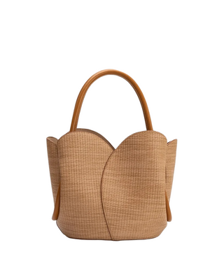 Tulip Top Handle Bag - Raffia Embossed