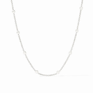 Solara Delicate Station Necklace- Silver 24"