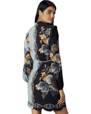 Wrap Wavy Mini Dress- Snake Garden Mix