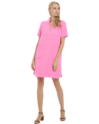 Simone Short Sleeve Dress- Neon Pink