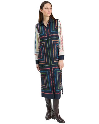Vintage Scarf Flowers Midi Dress