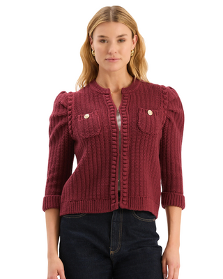 Liza Cotton Blend Jacket- Cabernet