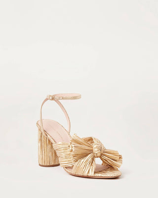 Camellia Knot Mule with Ankle Strap- Gold