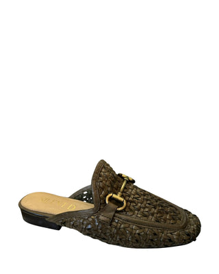 Cora Woven Mule- Brown Leather