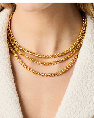 Cobblestone Link Necklace- Gold