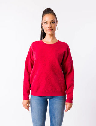 Clyde Leo Sweater- Fuchsia Red