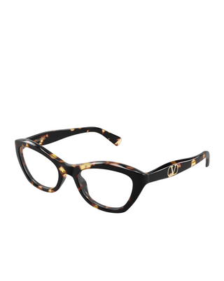 Valentino Optical Slim Cat Eye Frames- Havana/Transparent