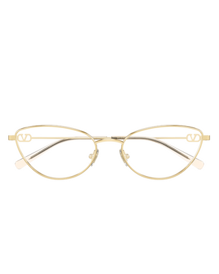 Valentino Optical Metal Narrow Cat Eye Frames- Gold/Transparent