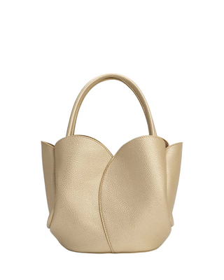 Tulip Top Handle Bag- Gold