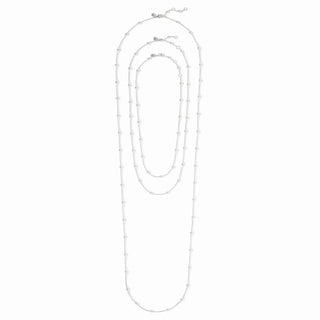 Solara Delicate Station Necklace- Silver 18.5"