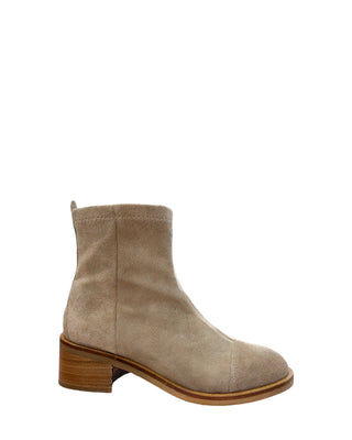 Betty Side Zip Bootie- Taupe Suede