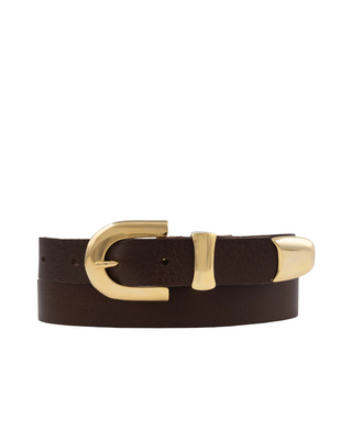 Emira Curve Belt- Brown Leather