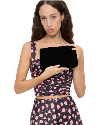 Serena Gathered Clutch- Black Velvet