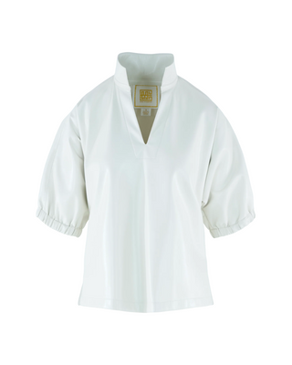Poppy Faux Leather Top- Carrara
