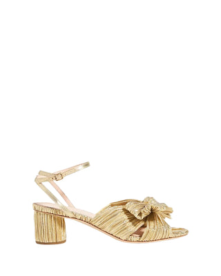 Dahlia Knot Mule with Ankle Strap- Gold