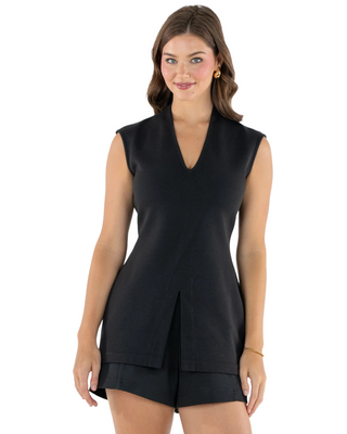 Gwen Stretch Knit Tunic- Black