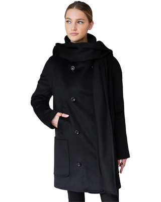 Scarf Coat- Black Wool
