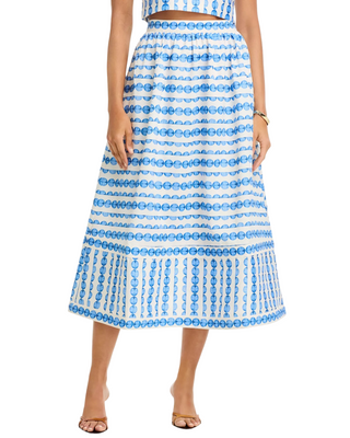 Structured Taffeta Midi Skirt- True Blue