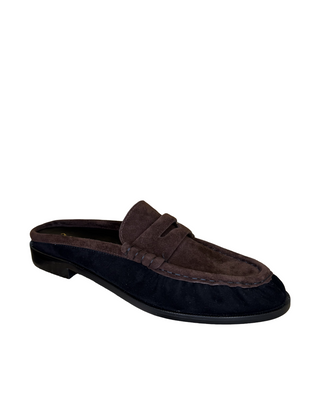 Goddard Mule- Black + Brown Suede