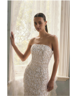 Silvana Strapless Gown- White + Silver