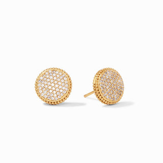 Fleur-de-Lis Stud- Gold Pave Cubic Zirconia
