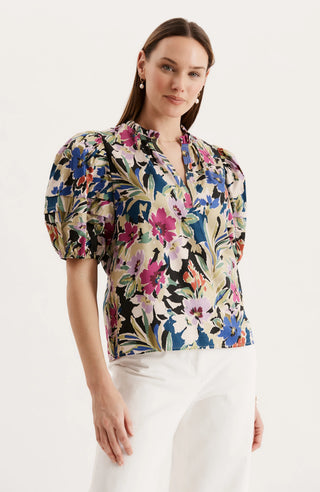 Jenna Cotton Top- Watercolor Multi