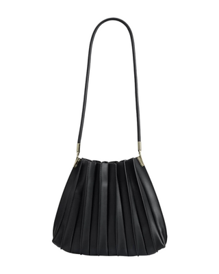 Carrie Pleated Shoulder Bag - Black