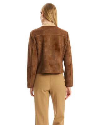 Piper Punched Faux Suede Jacket- Bison