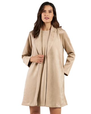 Emma Suede Open Coat- Camel