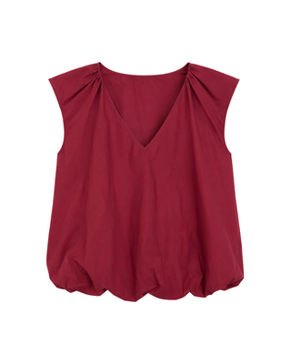 Sleeveless Bubble Top- Burgundy