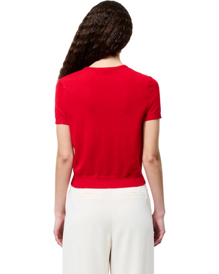 Nola Fine Knit Short Sleeve Sweater- Mars Red