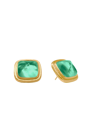 Sahara Stone Stud- Gold- Iridescent Emerald Green
