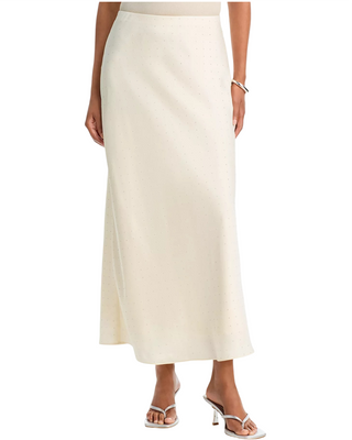 Eden Satin Midi Skirt- Ivory