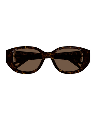 Chloe Marcie Narrow Oval Sunglasses- Havana Brown