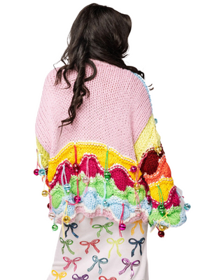 Rainbow Fringe Disco Ball Ornament Cardigan
