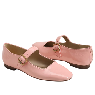 Michaela Mary Jane Flat- Pink Rosett