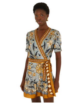 Stained Glass Beauty Soft Blue Wrap Dress