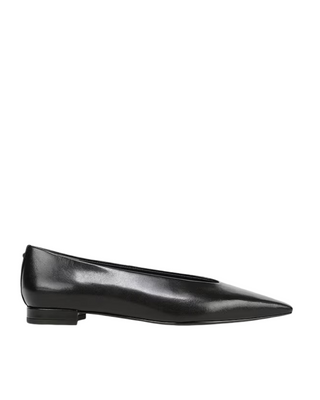 Emory Snip Toe Ballet Flats- Black Leather