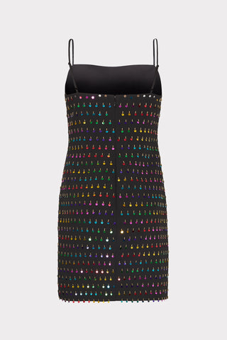 Colette Sequins Beaded Dress- Black + Rainbow