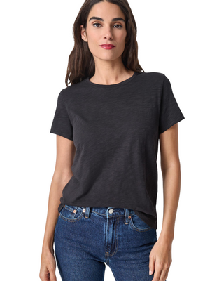 Short Sleeve Back Seam Crewneck Tee- Black