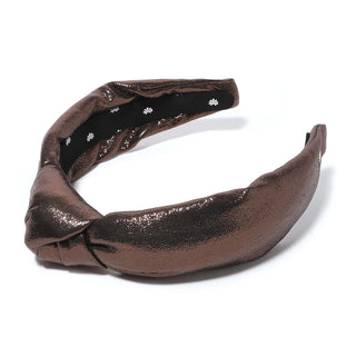 Glitter Slim Knotted Headband- Cocoa