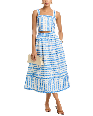 Structured Taffeta Midi Skirt- True Blue