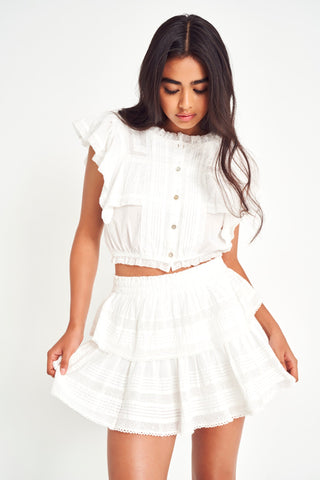 Ruffle Mini Skirt- Antique White