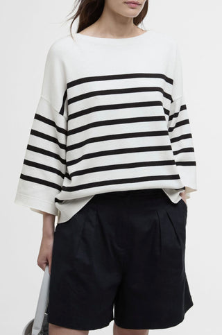 Renfrew Knitted Jumper- Cloud + Black Stripe