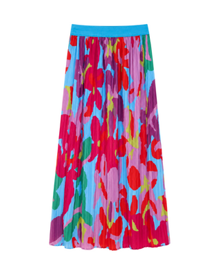 Big Floral Pleated Maxi Skirt