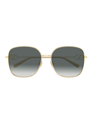 Valentino Oversized Metal Square Sunglasses- Gold/Grey