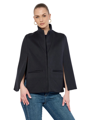Sage Cape- Navy Wool