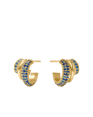 Stardust Triple Hoop- Gold- Sapphire Blue