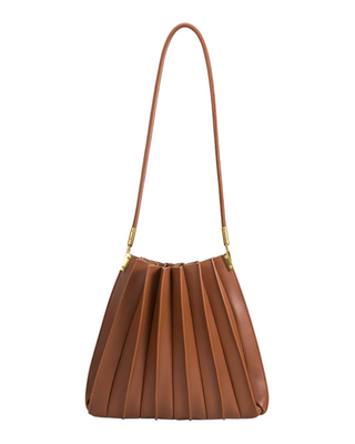 Carrie Pleated Shoulder Bag - Saddle