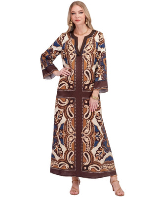 Trish Trimmed Maxi Dress- Desert Paisley